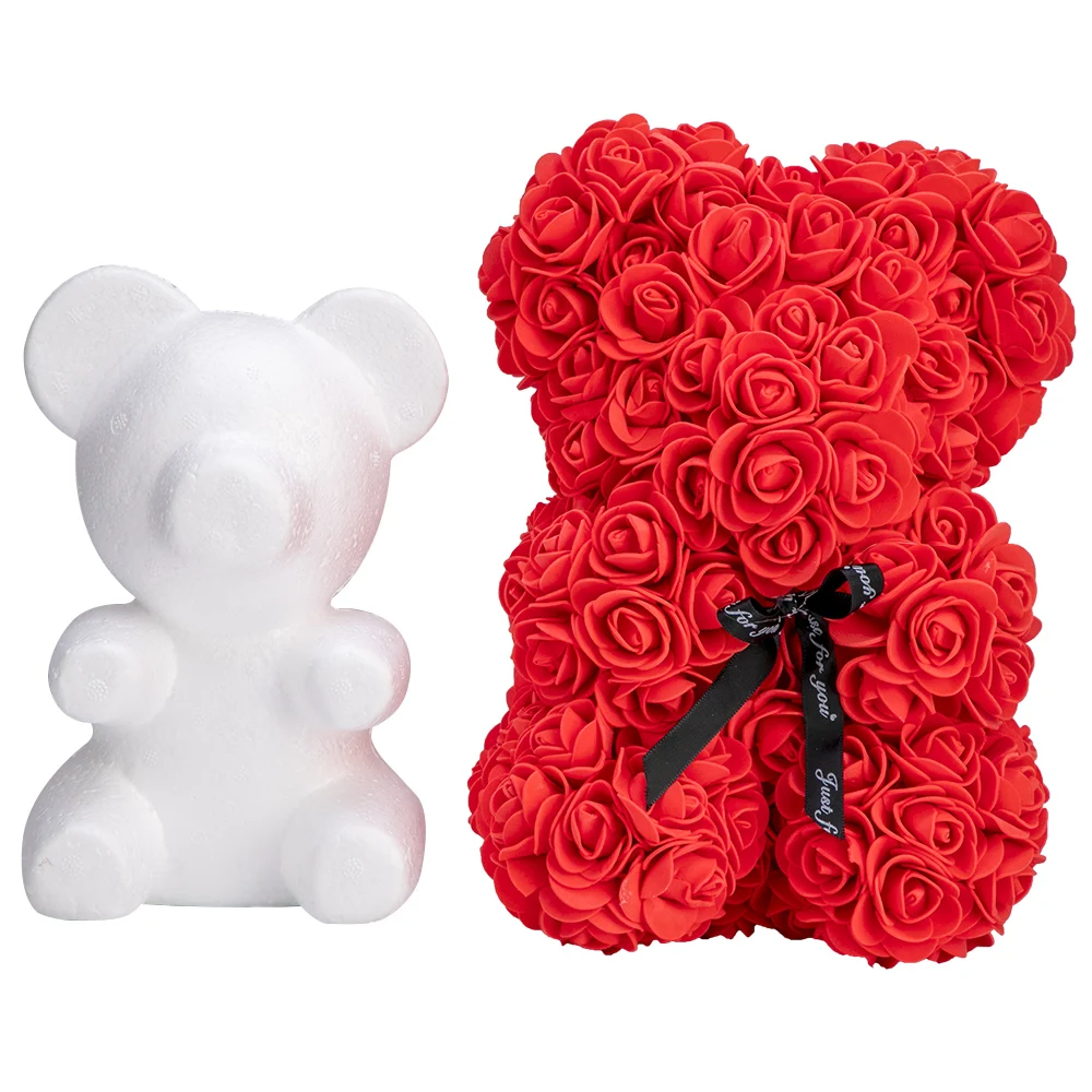 

2019 Diy Party Decorations 1pcs DIY Craft Toy White Foam Bear Polystyrene Styrofoam Modelling Rose Bear Embryo Foam Core Valent