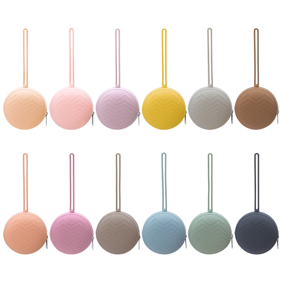 Silicone Storage Box Travel Bag Baby Pacifier Storage Box Travel Portable Wave Pattern Lipstick Bag Food-Grade Silicone