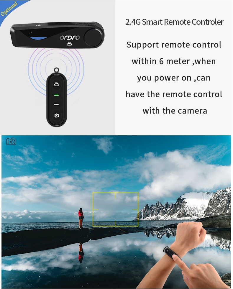 Wearable Video Camera Full HD ORDRO EP5 CMOS Sensor Wide Angle Lens Mini Headset camera 1080P 30fps Digital Camcorder