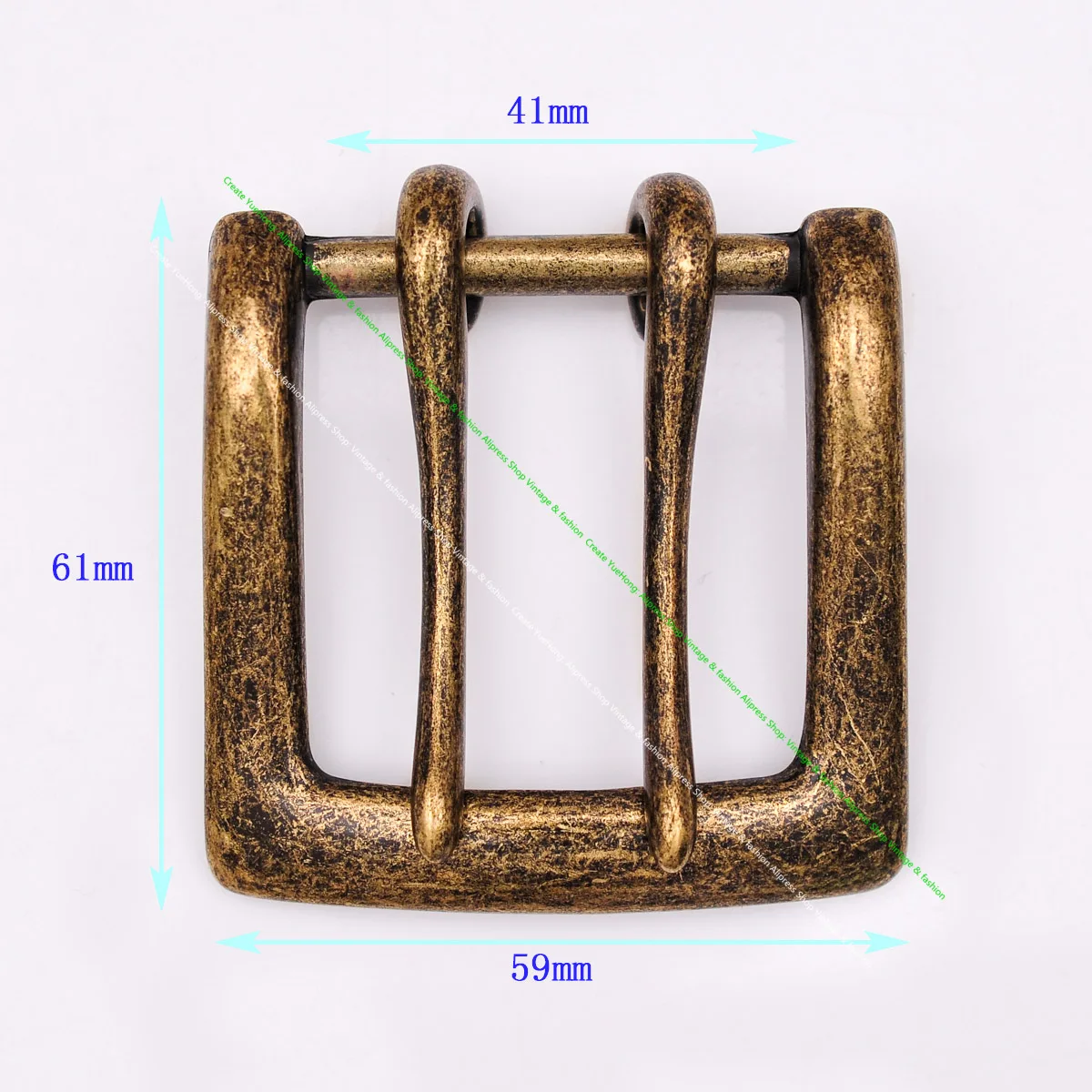 Men Antique Brass Double Pin Tongue Buckles Leather Belt Buckle Replacement Fits 41mm