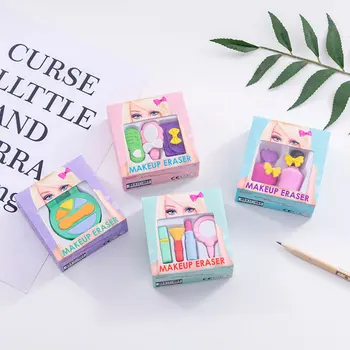 

1 set Fashion girl cosmetics pencil eraser gift box perfume bag rubber eraser kawaii stationery school supplies