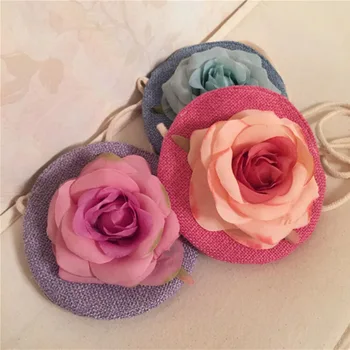 

Children's Messenger Bag New Fabric Handmade Rose Flower Child Crossbody Bag Linen Handmade Flower Child Shoulder Bag Coin Purse