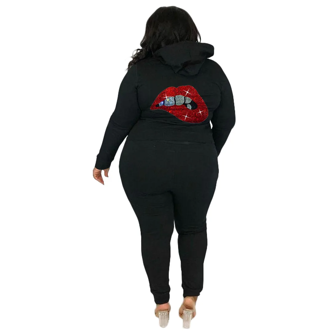 Roupas de Treino Inverno Mais Tamanho Define Femininas Cor Sólida Manga Comprida Hoodies Calças Ternos Sportsuit Atacado Dropshipping Xl-5xl 2022 12 Cheap Plus size Conjuntos