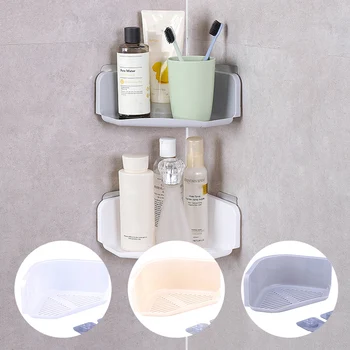 

Corner Shower Shelf Bathroom Kitchen Adhesive Caddy Organizer With Suction Cup Wall-Mount for Kitchen Toilet Holder Storage Rack