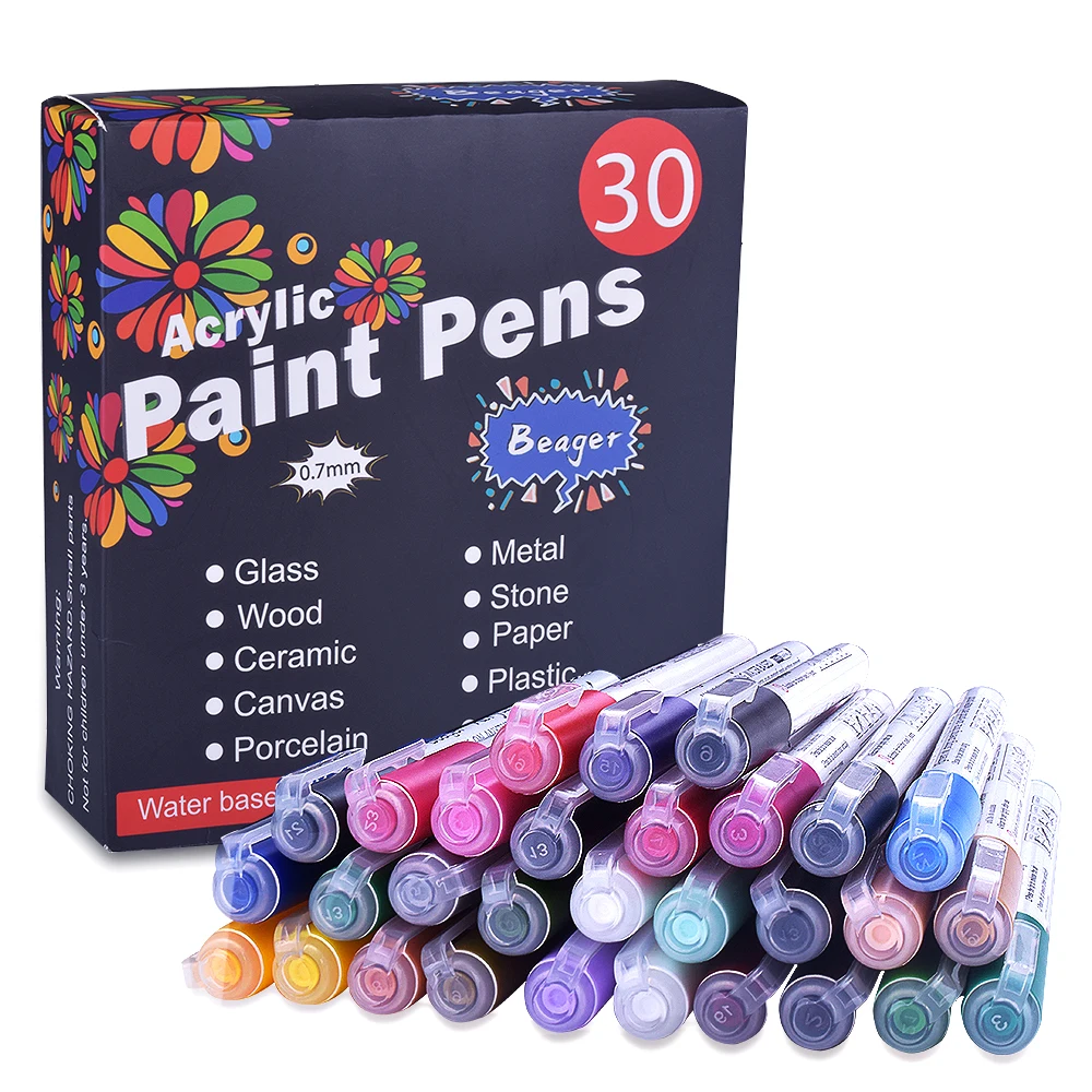 Beager Acrylic Drawing Marker Paint Pens bullet Tip for Wood Glass Rock Paper Mugs Ceramic Fabric Painting afbeelding
