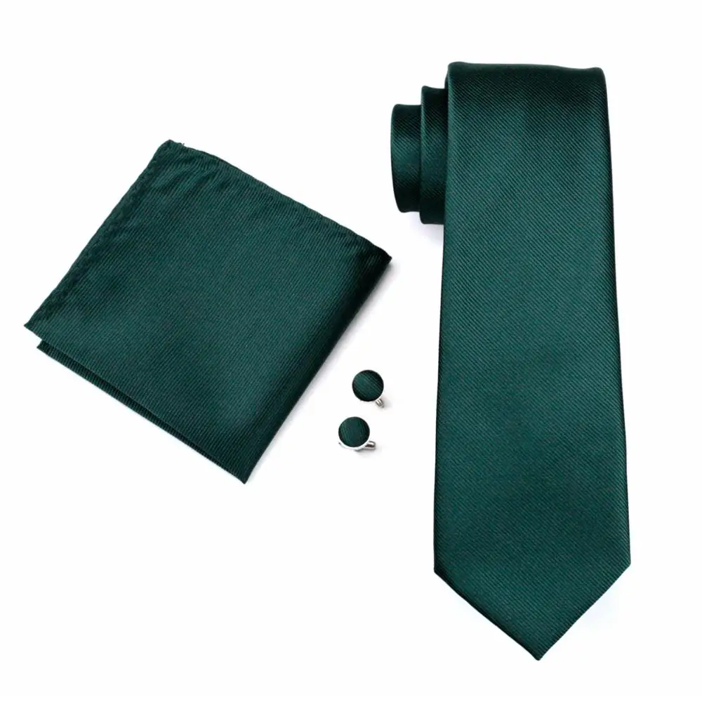 Дизайнерский мужской галстук зеленый однотонный Шелковый Свадебный галстук для мужчин DiBanGu платок запонки кольцо галстук Набор Бизнес Мода ZH02-830