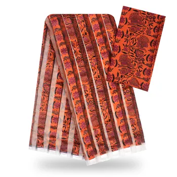 

Popular Silk Fabric African Print Fabric 3+3yard African Nigerian Organza Fabrics Tissu Wax for Sewing Dress S191106