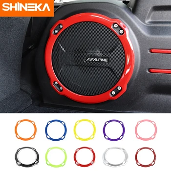 SHINEKA Chromium Styling For Jeep Wrangler JL 2018+ Car Trunk Speaker Plated Ring Panel Decoration Stickers For Jeep Wrangler JL tesin abs metal car interior decoration protect car roof bolts screws with nut for jeep wrangler jk jl 2007 2018 car styling