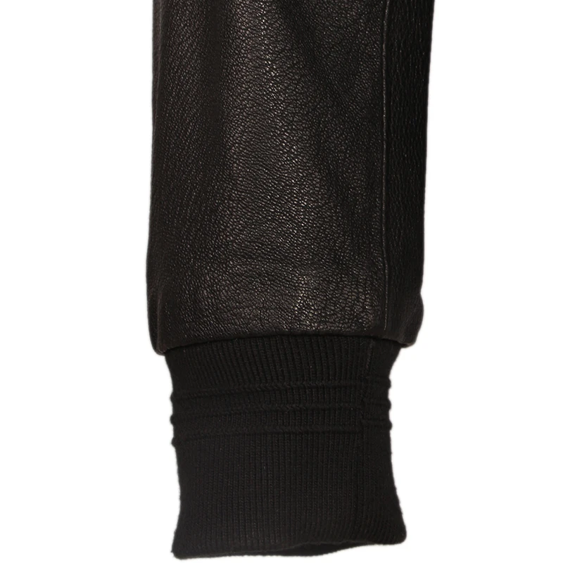 Мужская кожаная куртка с вышивкой мягкая летная из 100% телячьей кожи коричневого