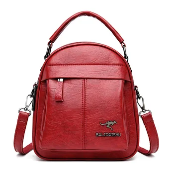 

3 in 1 Casual Womens Soft Leather Mini Backpack Cartoon Pendant School Bags For Teenage Girls Solid Back pack mochila feminina