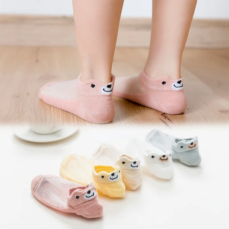 Hot Selling Girls Glass Silk Stockings Thin Crystal Children No-show Socks Cartoon Small Yellow Duck BABY'S Socks Children's Soc