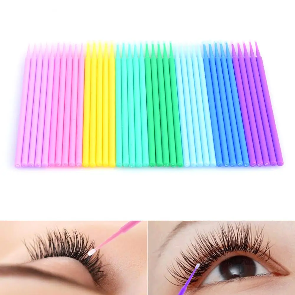 

100pcs Mini Swab Disposable Brush Applicators Eyelashes Extensions Makeup Glue Remover Cleaner Mascara Beauty Brush Kit Tools