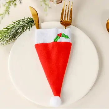 

Dropship Christmas Caps Cutlery Holder Fork Spoon Pocket Christmas Decoration Bag Knife Fork Set Cover Christmas Supplies 19*8cm