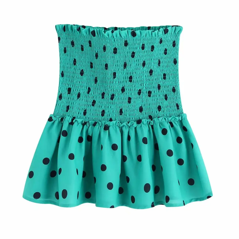 

Women sweet dots Print Mini Skirt elastic pleated Female Casual Summer Basic Chic Skirts