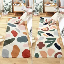 Современный Креативный цветочный листовой ковер мягкий толстый прямоугольный прикроватный коврик для спальни