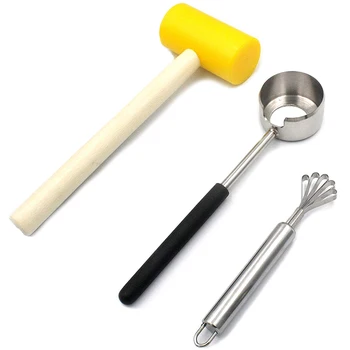 

Coconut Bottle Opener for Young and Mature Coconuts Coconut Tool Set with Hammer and Stainless Steel Knife to Remove Meat