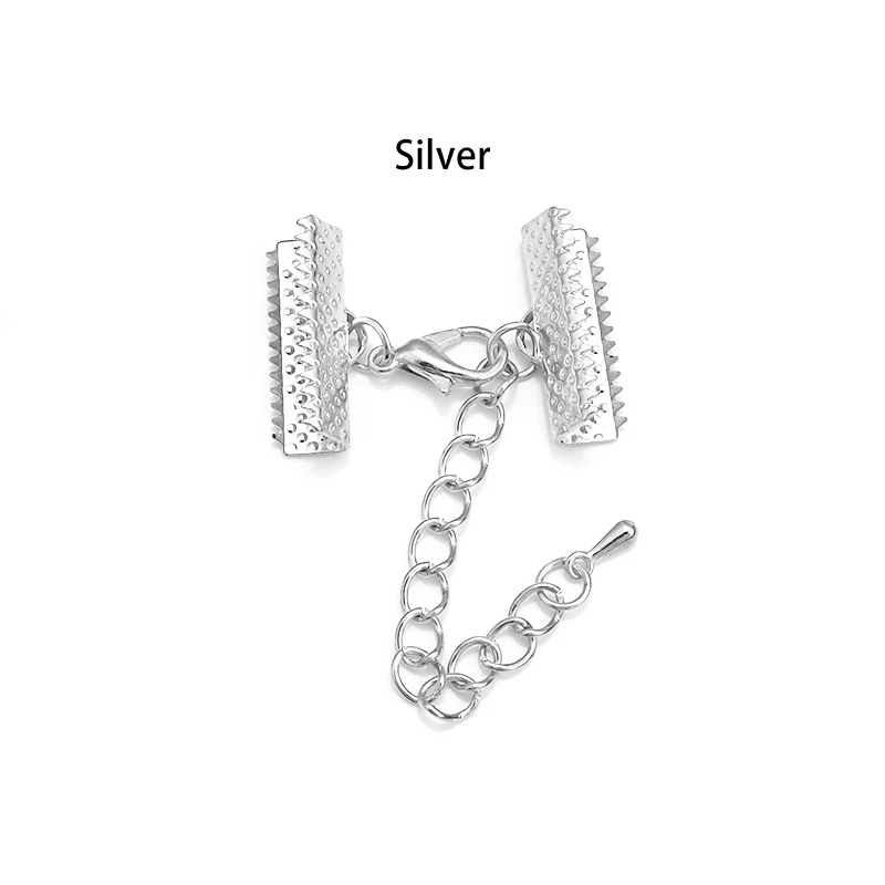 LiQunSweet 20 Sets Stainless Steel Cord End Clasps With Extender Chains - Perfect For DIY Jewelry