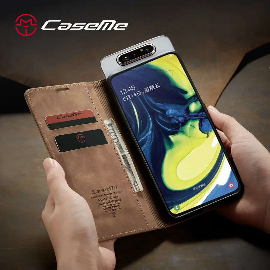 CaseMeCase для samsung Galaxy A80 A90 чехол роскошный Магнитный чехол кожаный чехол-подставка для мобильного телефона A 80 90