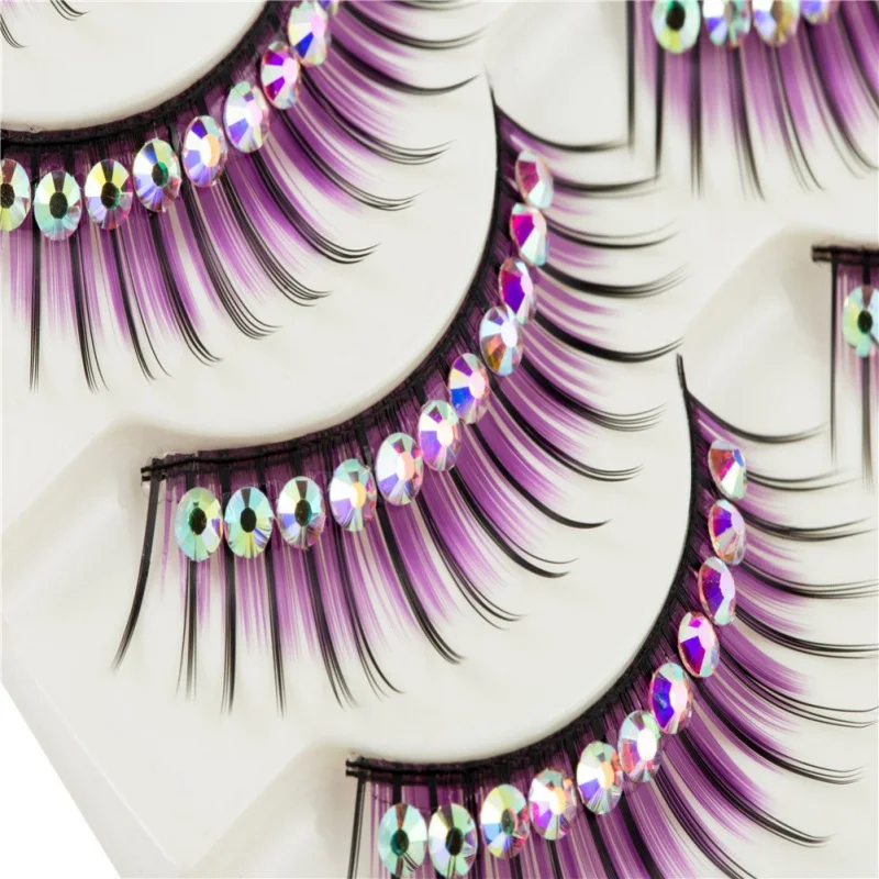 5 пар Косплей Хэллоуин блестящие алмазные ресницы накладные для вечеринки
