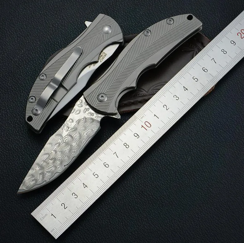 XLTOWN D2 Складной нож Открытый титановый сплав ручка Дамасская стальная шарикоподшипниковая система Складной нож инструмент