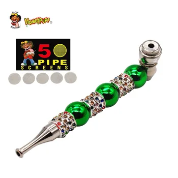 

HONEYPUFF Metal Smoking Pipe Luxury Gemstone Zinc Alloy With Metal Bowl Metal Smoking Hand Spoon Pipe Tobacco Dry Herb Pipes