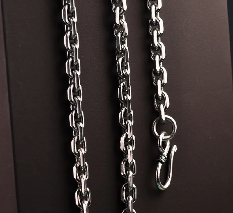 Настоящее Серебро S925 чистое серебро классическая круглая подвеска на цепочке для мужчин Мужская 925 пробы Серебряное ожерелье Женская тайская серебряная цепочка