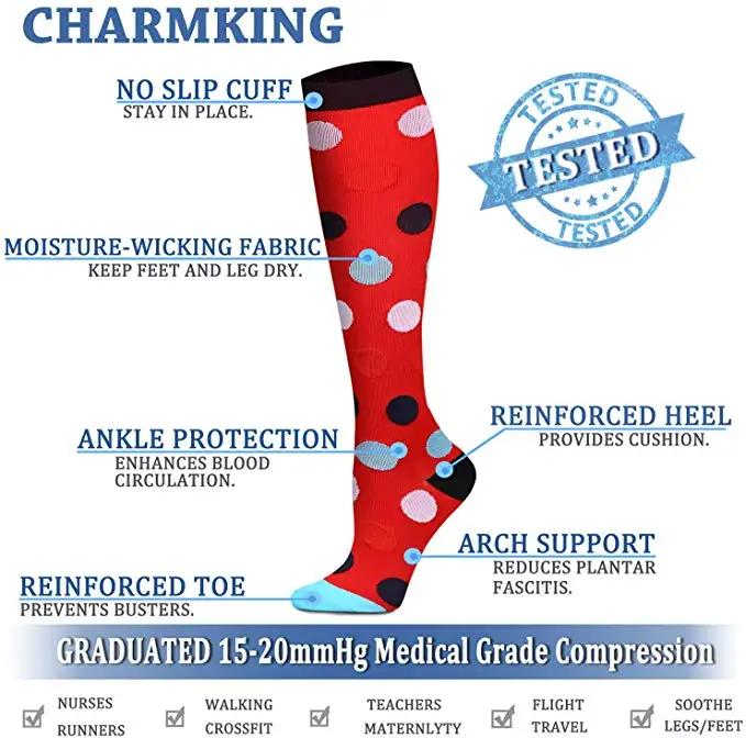 Anti Fatigue Men Compression Socks Crossfit Socks For Sports , Varicose Veins, Travel Compression Running High Stockings