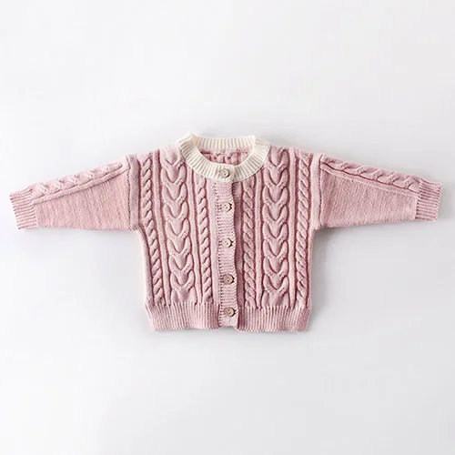 Осенний кардиган для маленьких девочек, весенний вязаный свитер для девочек, вечерние свитера для маленьких девочек, пальто, Детский кардиган, свитер - Цвет: 83013 Pink