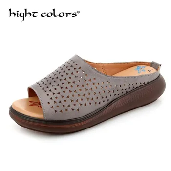 

2020 summer new genuine leather soft bottom women's slipper retro leisure comfortable sandals thick bottom non-slip shoes woman