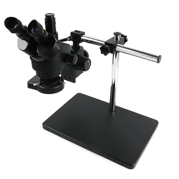 

7-45X 3.5X-90X Simul Focal Trinocular Stereo Microscope Single Arm Rotating Bracket With Auxiliary Objective Len LED Lamp