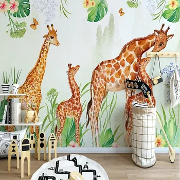 

Custom large mural 3D wallpaper Nordic cartoon creative fawn baby child bedroom mural TV back wall decor deep 5D embossed