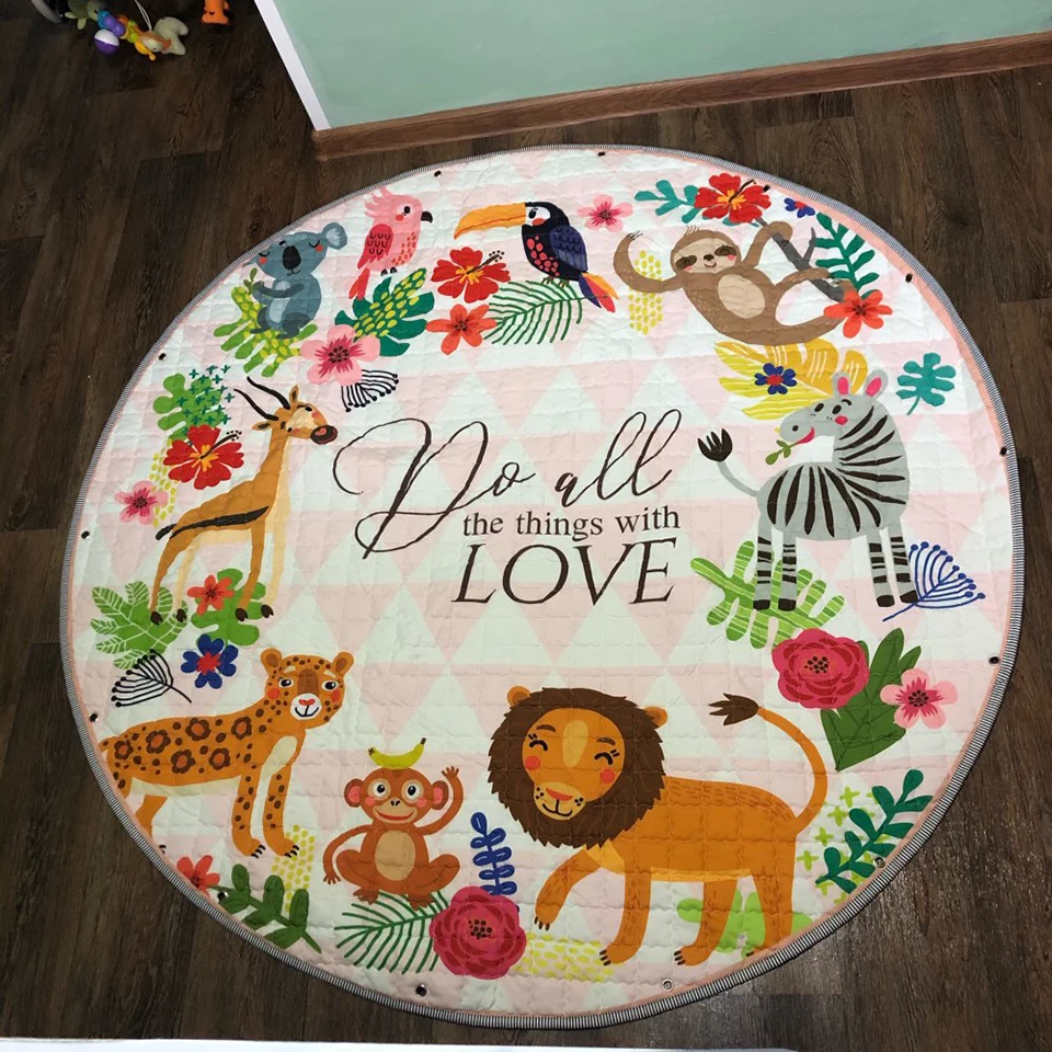 Новый дизайн яркий коврик с мультяшным львом детский игровой сумка для хранения