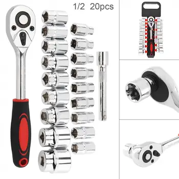 

Multifunctional 55# Steel 1/2 Inch Double-row Ratchet Socket Wrench Set with Ratchet Sockets and Extention Rod for Car Repair