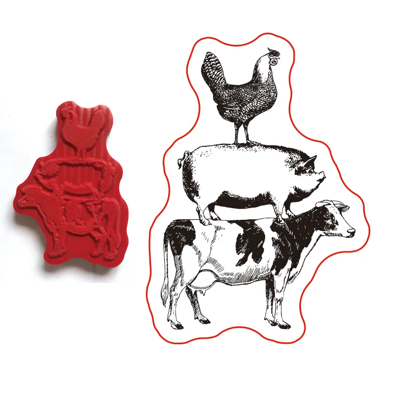 Верхнее выражение фермы животных штамп украшение клеющиеся резиновые штампы для