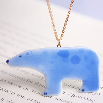 

Jindezhen Green Thing Exceed Adorable Lovely Hand Ceramics Animal Necklace Girl Student Ornaments