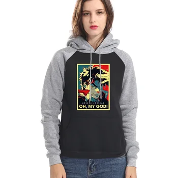 

Joseph Joestar Oh My God Letter Print Hooded Sweatshirts Women Winter Bizarre Adventure Print Raglan Hoodie New Arrival Pullover