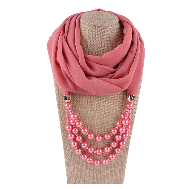 H69a3019198e24b4b88ec7d27df3e8635R Women Shawl Hijabs Pendant Necklace Scarf Women Solid Color Shawls Jewelry Scarf Female Stole Beach Trip Accessories Scarves Mallzona
