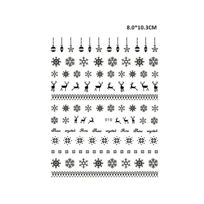 1 лист 3D зимние снежинки лося дизайн ногтей наклейки Рождественский стиль наклейки для ногтей Декоративный для маникюра DIY Инструменты