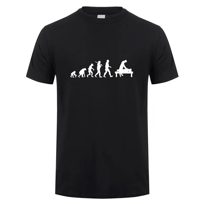 Новые футболки chirropractor Evolution для мужчин, летние хлопковые футболки с короткими рукавами и круглым вырезом, футболки для хиропрактиков, массажные мужские футболки, топы, TM-035 - Цвет: Black