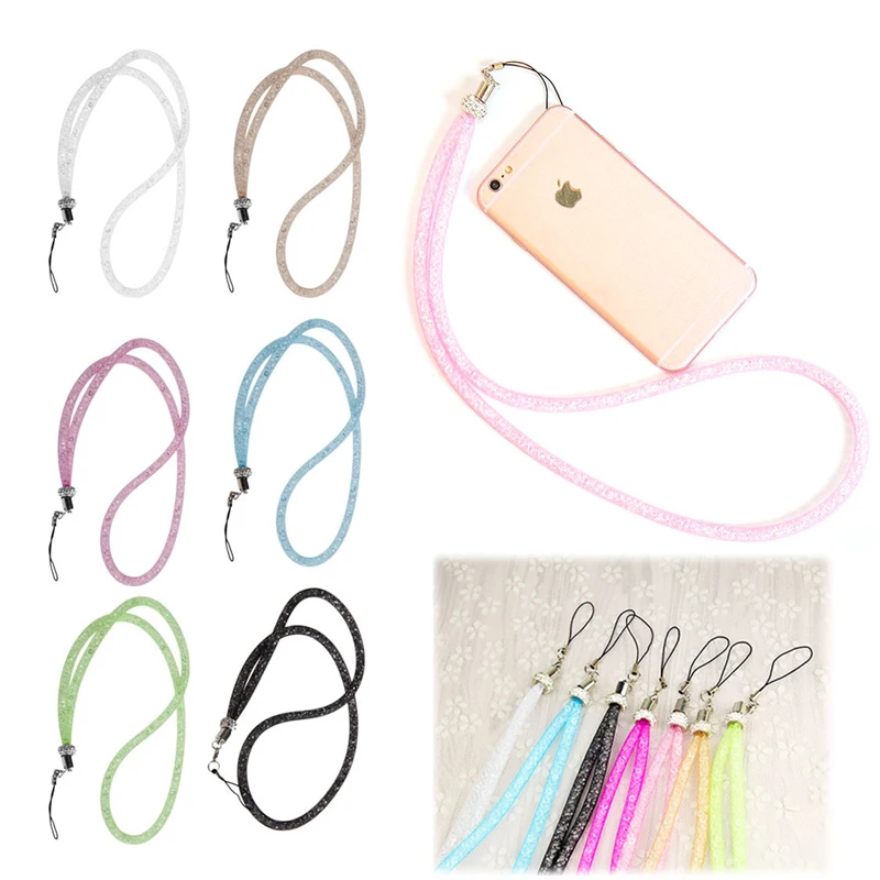 

Rhinestone Crystal Lanyard Keychain Necklace ID Badge Phone Antitheft Holder