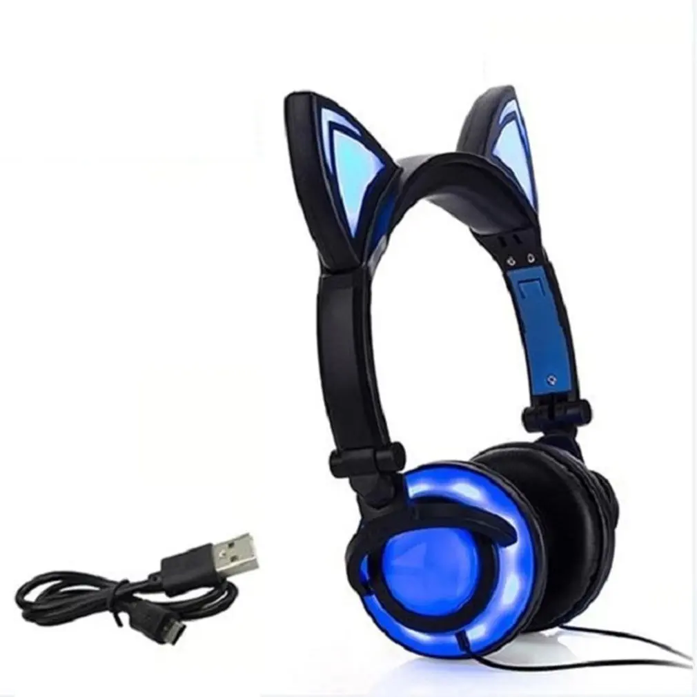 2020 Cat Ear headphones LED Ear headphone cat earphone Flashing Glowing Headset Gaming Earphones for Adult and Children
