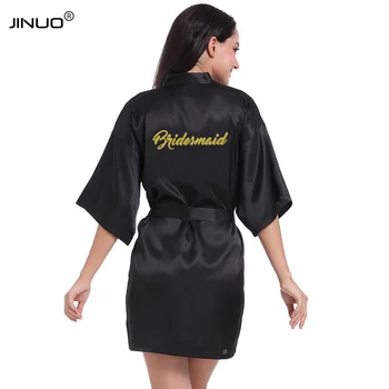 

JINUO Customize Getting Ready Kimono Women's Silk Wedding Bridal Party Bridesmaid Satin Robes Gifts Female Pajamas Plus Size