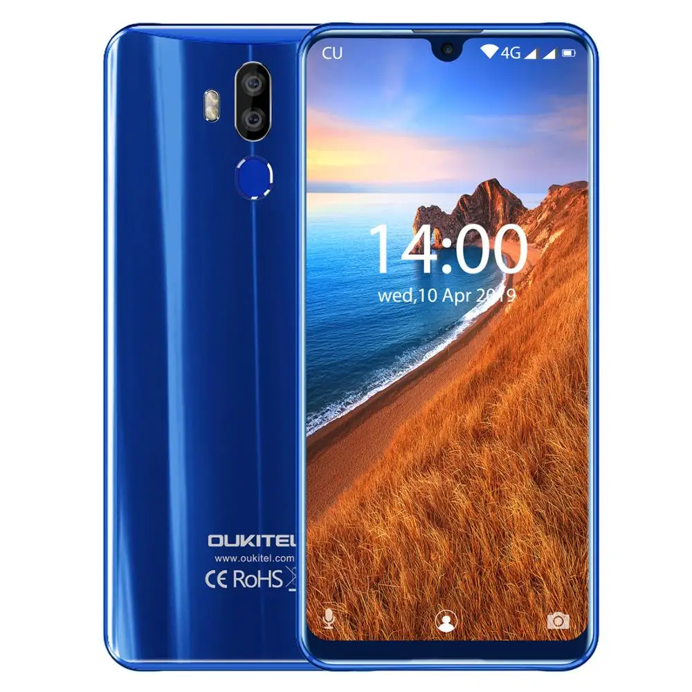 OUKITEL K9 мобильного телефона 6000 мА/ч, Батарея 4 Гб 64 Гб 7,1" FHD+ безрамочный экран капли воды Дисплей 5 V/6A Quick Charge 16MP/8MP Face ID смартфон