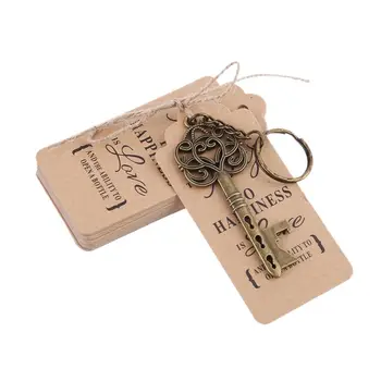 

50x Vintage Key Bottle Opener +Tag Card Keychain Wedding Party Favors Souvenirs