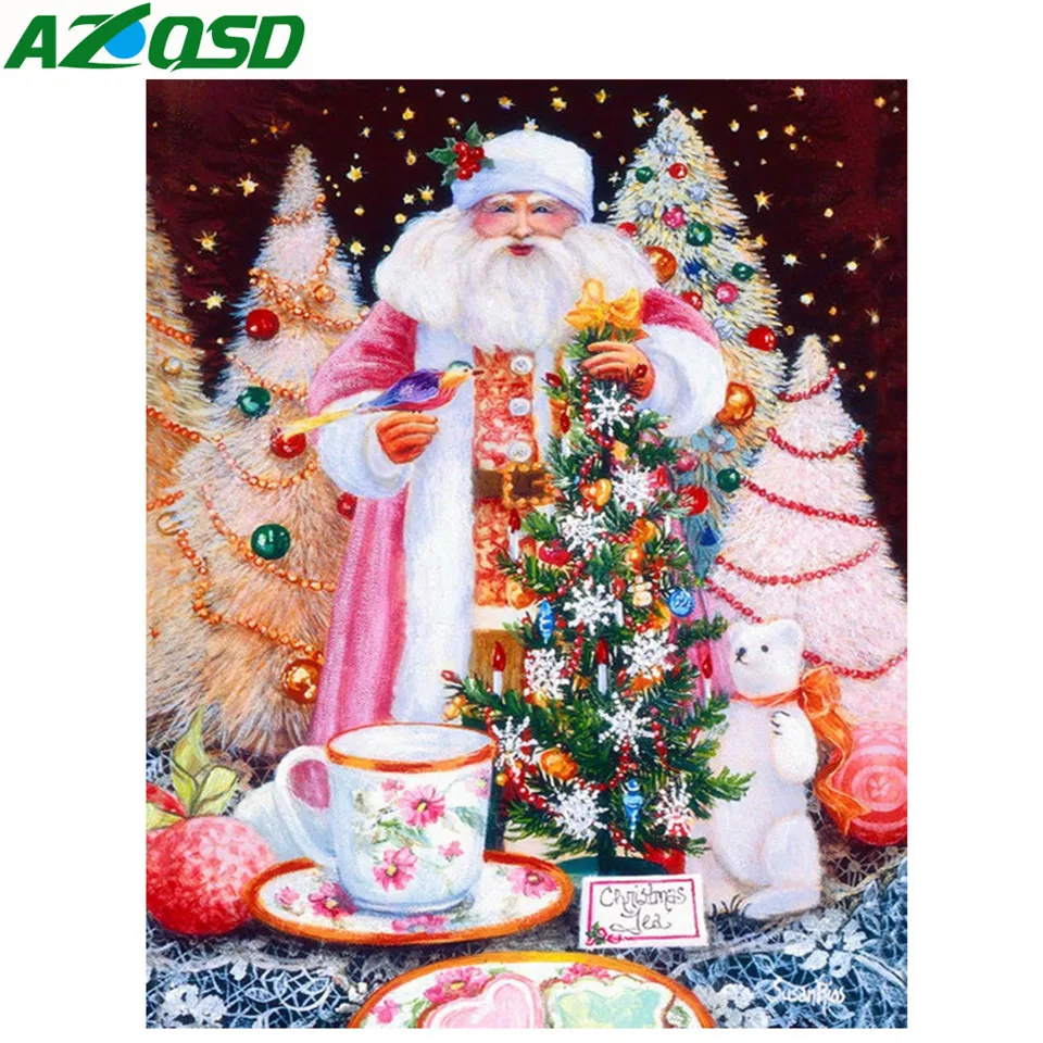 AZQSD Рождественская Алмазная картина с изображением Санта-Клауса вышивка Вышивка