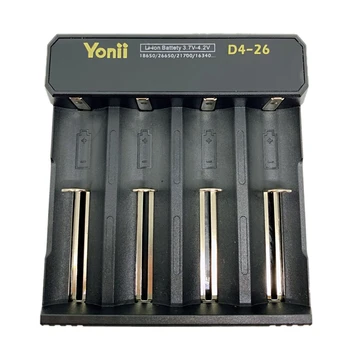 

Yonii D4-26/Solar Panel Connector USB 18650 Battery Charger with LED Indicator for 18650 26650 21700 18350 3.7V Lithium Battery