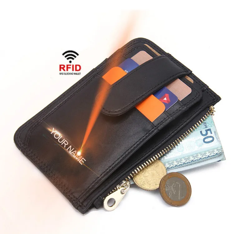RFID Кожаный Бумажник crazy horse, сумка для мужчин и женщин, общий зажим, визитная карточка, держатель для карт, твердая застежка, кредитная карта