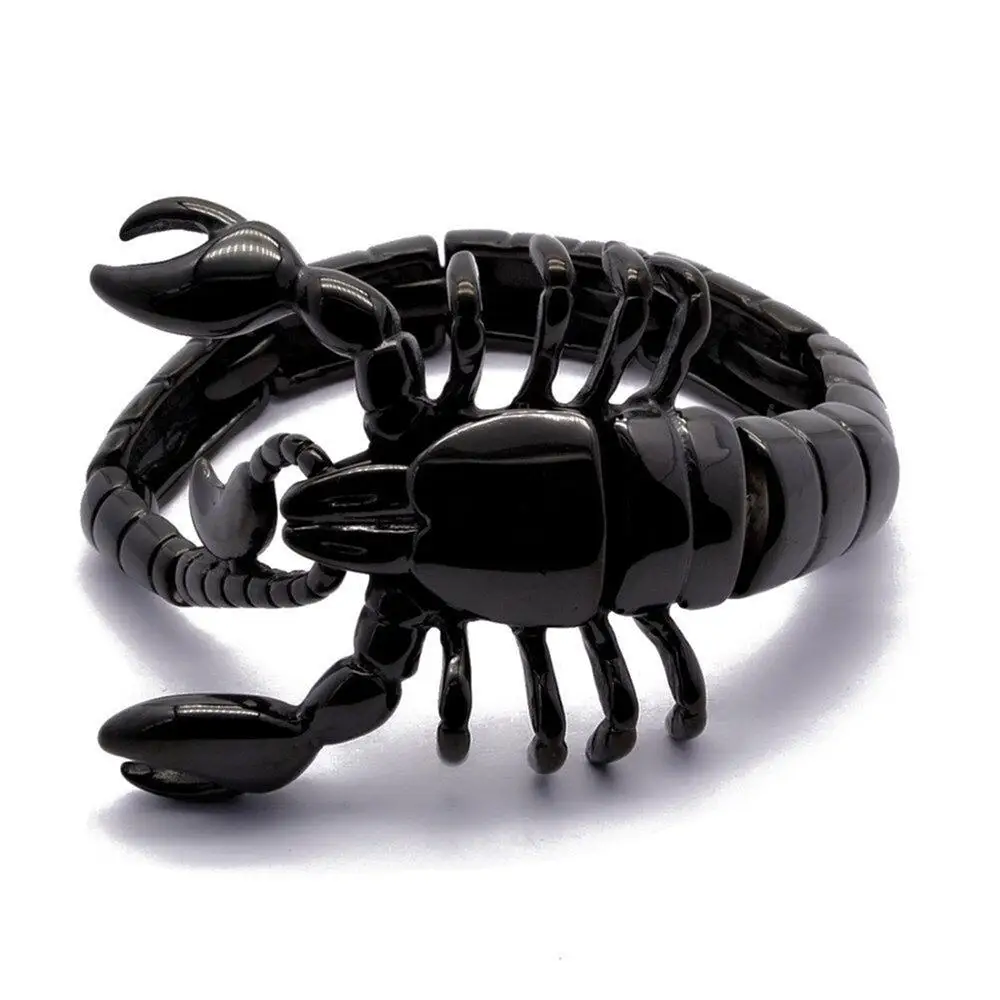 Браслеты из нержавеющей стали, черный скорпион, очаровательные мужские браслеты, панк браслет на запястье, браслеты, мужские ювелирные изделия, 8,26 дюйма