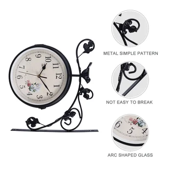 

1 Pc European-style Double-sided Wall Clock Creative Classic Iron Clocks (No Battery)