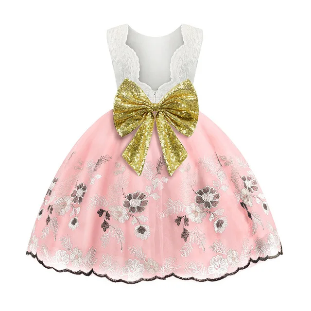 Рождество новое платье с пайетками для детей, нарядное платье для маленьких девочек платье принцессы для детей, пасхальные, карнавальный костюм для детей 2, 3, 4, 5, 6 лет - Цвет: Pink